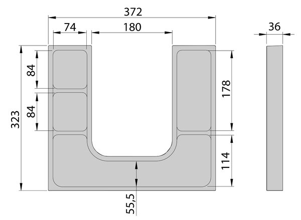 Sapho Sapho, organizator LINDO "U" 372x36x323 mm, plastic, antracit, LD001