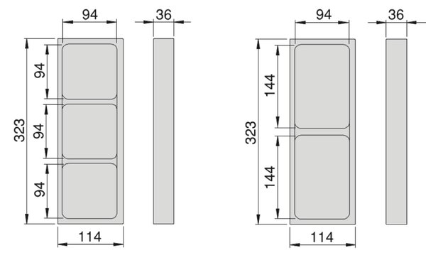Sapho Sapho, organizator lateral LINDO, set de 2, 114x36x323 mm, plastic, antracit, LD002