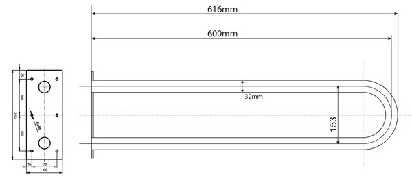 Sapho Sapho, șină de susținere în formă de U pentru persoane cu handicap, 600 mm, albă, XH538W
