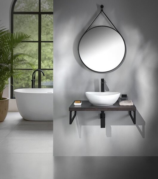 Aqualine Blat de lavoar VEGA Aqualine, 62,5x45cm, stejar negru, VG665