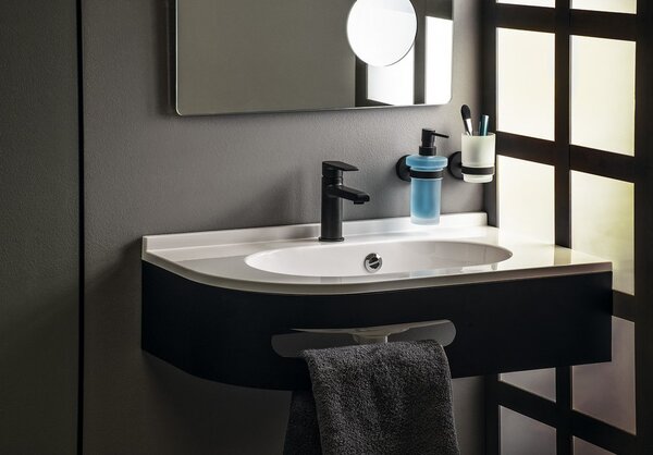 Sapho Sapho, ceașcă suspendată X-ROUND BLACK, sticlă de lapte, negru mat, XR903B