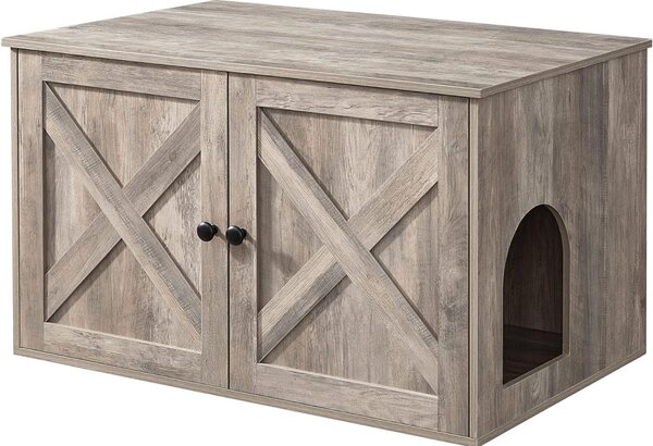 Dulap litieră pentru pisici, suport pentru litieră, greige 80x53x50cm