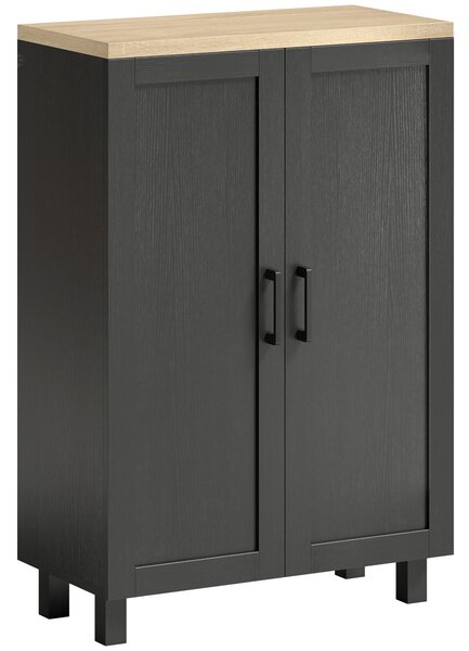 HOMCOM Bufet de Living Îngust cu 2 Uși Dulap de Bucătărie cu Poliță Reglabilă pentru Hol 60x30x90 cm Negru | Aosom Romania