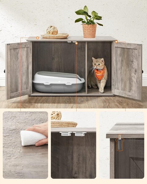Dulap litieră pentru pisici, suport pentru litieră, greige 80x53x50cm