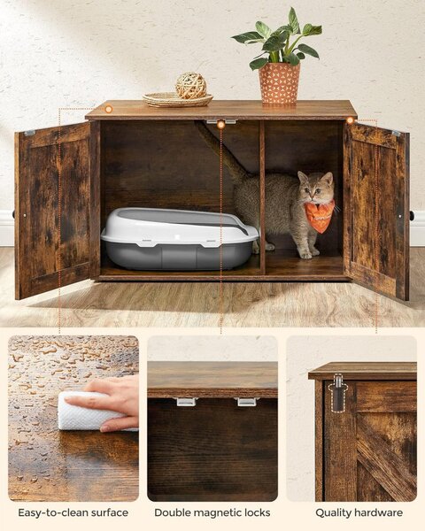 Dulap litieră pentru pisici, suport pentru litieră, maro rustic 80x53x50cm