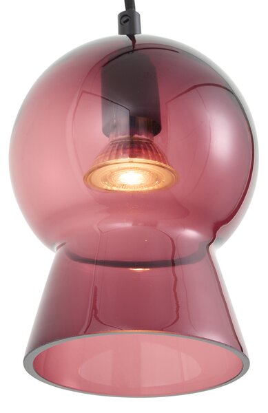 Lampă suspendată retro neagră cu sticlă violet pentru sistem de șină monofazat - Iconic Bell