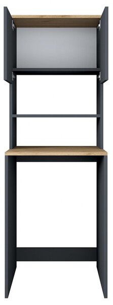 Dulap Masina De Spalat Kaser cu 2 Usi si 3 Rafturi, Antracit, 65x183x60 cm