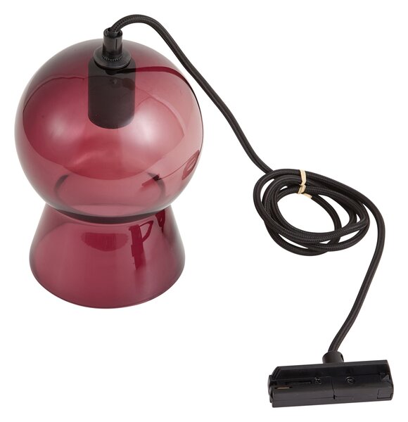 Lampă suspendată retro neagră cu sticlă violet pentru sistem de șină monofazat - Iconic Bell