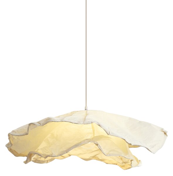 Japandi hanglamp beige met stoffen kap 80cm - Papel