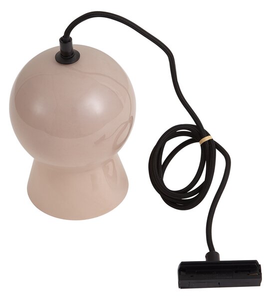 Lampă suspendată retro neagră cu sticlă bej pentru sistem de șină monofazat - Iconic Bell