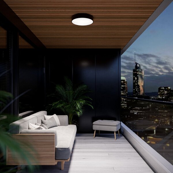 TEMAR LIGHTING Plachetă Cleo 400, IP54, Ø 40 cm negru, reglabil, Negru, Camera de zi / sufragerie, Metal, Modern