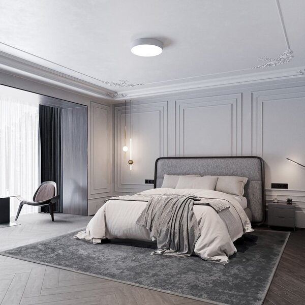 TEMAR LIGHTING Plafonieră Cleo 300, IP54, Ø 30 cm gri, reglabil, Gri, Camera de zi / sufragerie, Metal, Modern