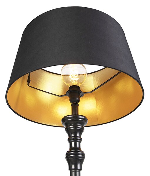 Lampă de podea cu abajur din bumbac negru cu auriu 45 cm - Classico