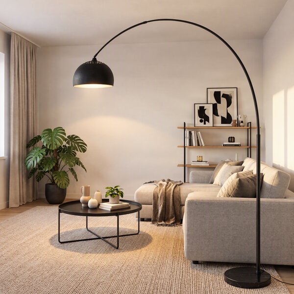Lampadar arcuit modern negru - XXL