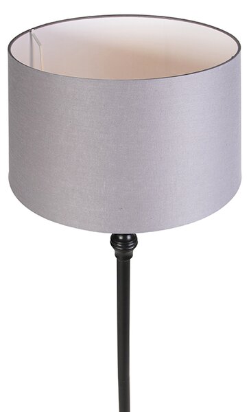 Lampă de podea neagră cu abajur din in gri 45 cm - Classico