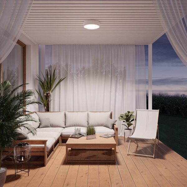 TEMAR LIGHTING Plafonieră Cleo, Ø 30 cm, IP20, alb, metal, E27, reglabil, Alb, Camera de zi / sufragerie, Metal, Modern