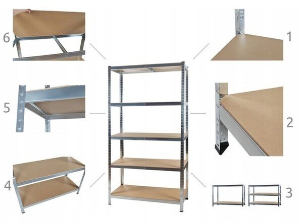 Raft metalic cu 5 polite, capacitate 175kg/polita, total 875 kg, cadru otel, 180X90X40 cm