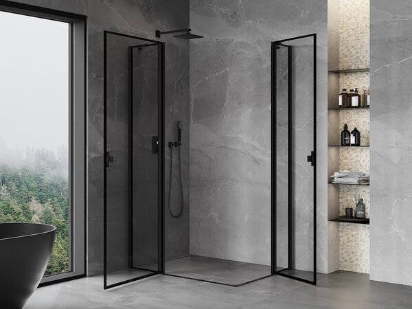 Mexen, Cabină de duș pliabilă Mexen Mist Duo 75 x 70 cm, cadru negru - 8A4-075L-070P-70-70