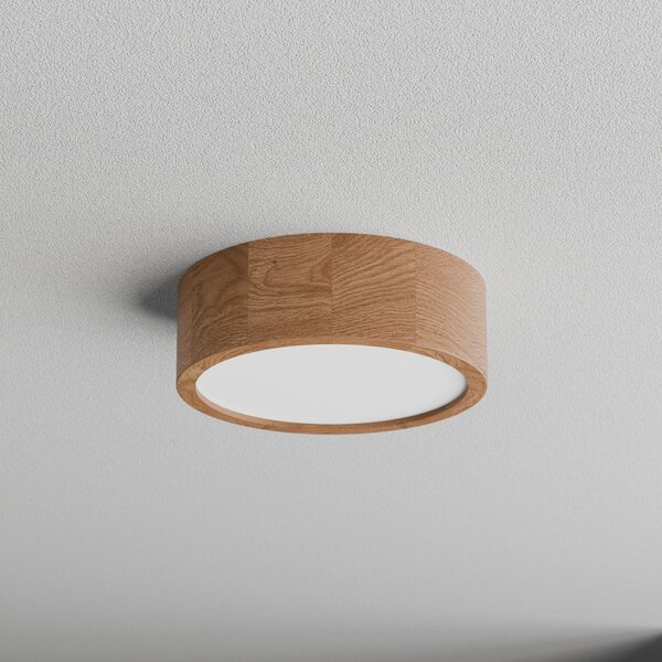 TEMAR LIGHTING Plachetă Cleo DR275, IP20, senzor, Ø 28 cm, lemn de stejar, Lemn, Camera de zi / sufragerie, Lemn