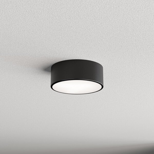 TEMAR LIGHTING Plafonieră Cleo 200, negru, senzor, IP54, Ø 20 cm, metal, Negru, Hol, Metal, Modern