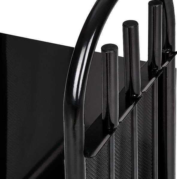 Suport depozitare lemne, 3 accesorii metalice, roti transport, 83x35x30 cm