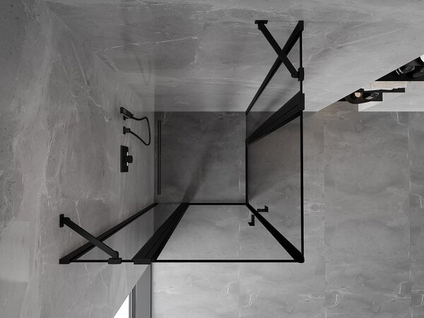 Mexen, Cabină de duș cu balamale Mexen Mist Duo 70 x 70 cm, cadru negru - 8A4-070L-070P-70-70
