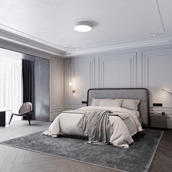 TEMAR LIGHTING Plafonieră Cleo 300, gri, senzor, IP20, Ø 30 cm, metal, Gri, Camera de zi / sufragerie, Metal, Modern