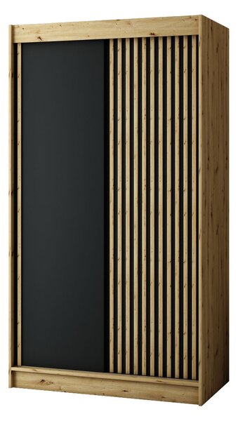 Dulap de haine 120 cm Ladonna (Stejar artisan + Negru mat). 1043505