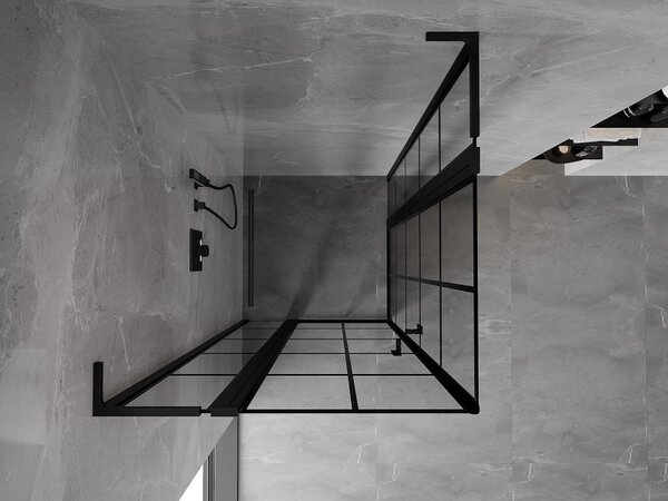 Mexen, Cabină de duș cu balamale Mexen Mist L Duo 90 x 90 cm, grilă neagră - 8A4L-090L-090P-70-77