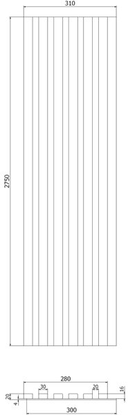 Mexen Lam-B, lamele acustice de perete 275 × 30 cm, placă HDF 4 mm, furnir tehnic, stejar onix, S100-275307-3015-010