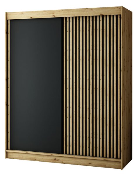 Dulap de haine 180 cm Ladonna (Stejar artisan + Negru mat). 1043507