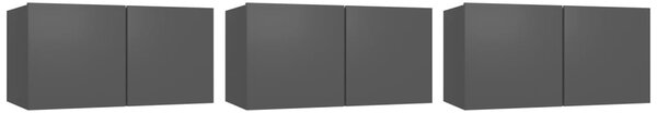 Dulapuri TV suspendate, 3 buc., negru, 60x30x30 cm