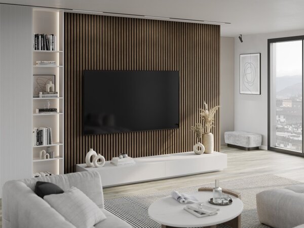 Mexen Lam-F, lamele acustice de perete 275 × 30 cm, suport din fetru 8 mm, furnir tehnic, nuc cacao, S105-275307-3015-018