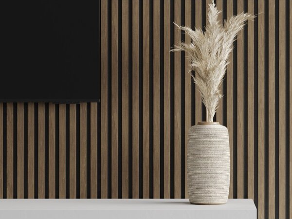 Mexen Lam-F, lamele acustice de perete 275 × 30 cm, suport din fetru 8 mm, furnir tehnic, nuc cacao, S105-275307-3015-018