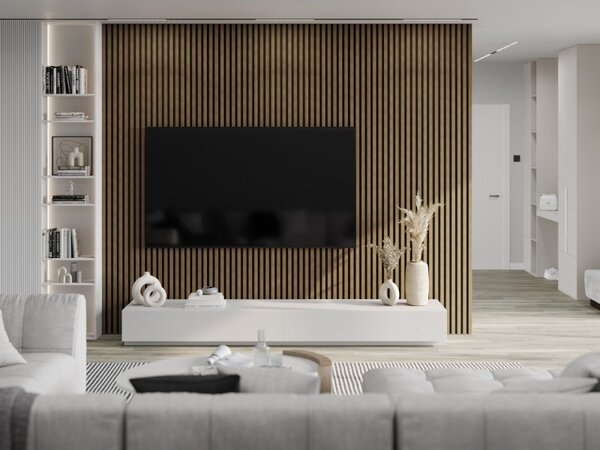 Mexen Lam-F, lamele acustice de perete 275 × 30 cm, suport din fetru 8 mm, furnir tehnic, nuc natural, S105-275307-3015-016