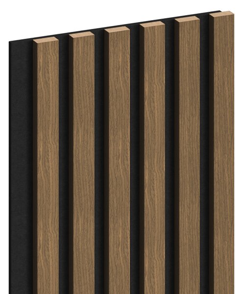 Mexen Lam-F, lamele acustice de perete 275 × 30 cm, suport din fetru 8 mm, furnir tehnic, nuc natural, S105-275307-3015-016