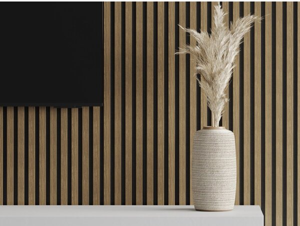 Mexen Lam-F, lamele acustice de perete 275 × 30 cm, suport din fetru 8 mm, furnir tehnic, nuc natural, S105-275307-3015-016