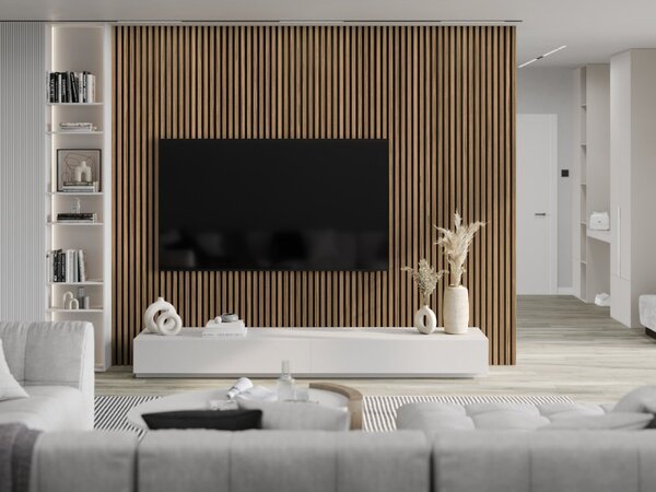 Mexen Lam-F, lamele acustice de perete 275 × 30 cm, suport din fetru 8 mm, furnir tehnic, nuc deschis, S105-275307-3015-017