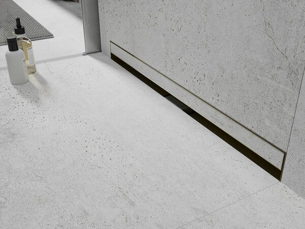 Mexen Flat Wall, rigola de duș montată pe perete 2 în 1, 50 cm, auriu mat, 1A30050
