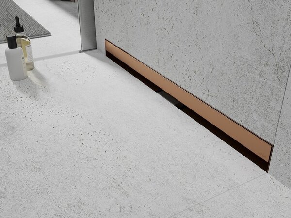 Mexen Flat Wall, rigola de duș montată pe perete 2 în 1, 50 cm, cupru mat, 1C30050