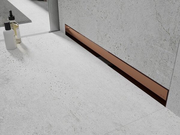 Mexen Flat Wall, rigolă de duș montată pe perete 2 în 1, 60 cm, auriu roz, 1630060