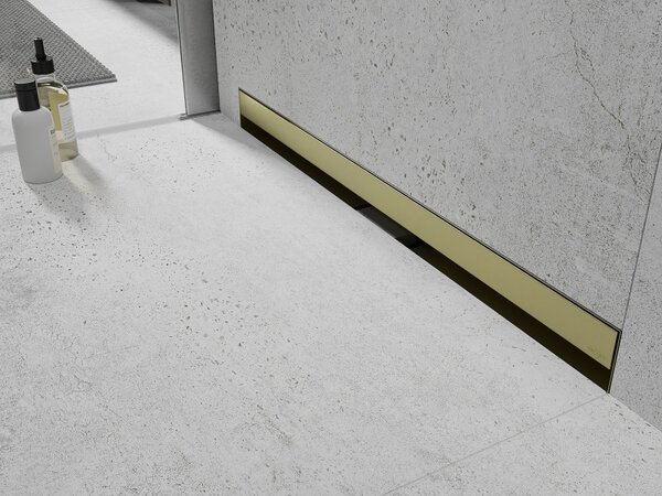 Mexen Flat Wall, rigola de duș montată pe perete 2 în 1, 50 cm, auriu mat, 1A30050