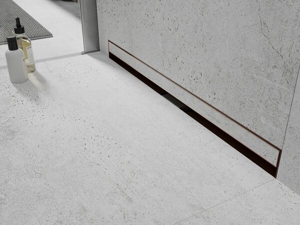 Mexen Flat Wall, rigola de duș montată pe perete 2 în 1, 50 cm, cupru mat, 1C30050