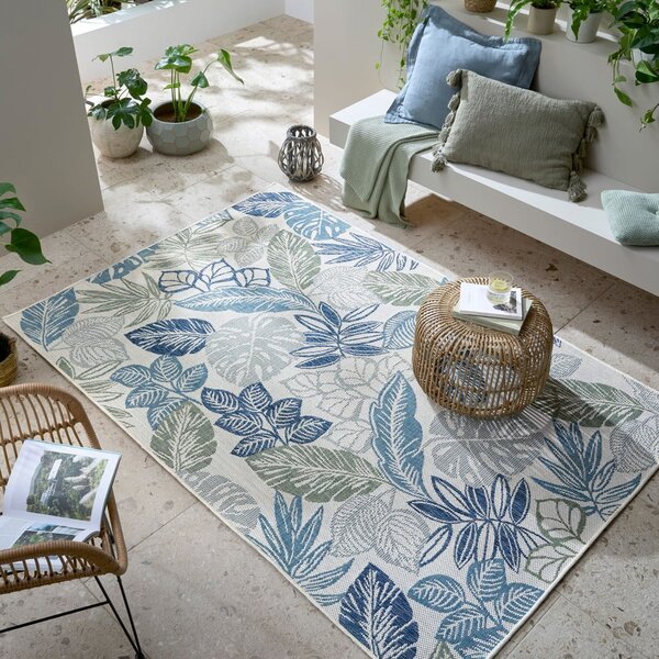 Covor pentru exterior și interior verde/albastru 120x170 cm Bella Leaf – Flair Rugs