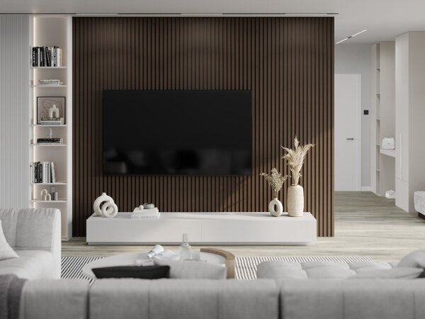 Mexen Lam-B, lamele acustice de perete 275 × 30 cm, placă HDF 4 mm, furnir tehnic, lemn de trandafir, nuc, S100-275307-3015-021