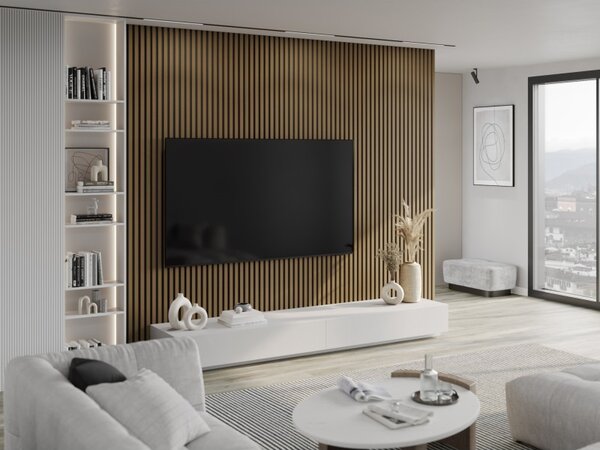 Mexen Lam-B, lamele acustice de perete 275 × 30 cm, placă HDF 4 mm, furnir tehnic, tec auriu, S100-275307-3015-014