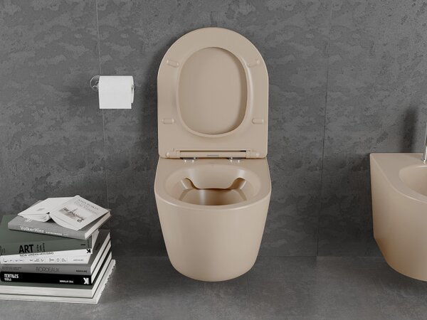 Mexen Lena, vas de toaletă suspendat 480x360x355 mm cu scaun cu cădere lentă, cappuccino mat, 30224064