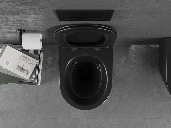 Mexen Lena WC montat pe perete fără margine cu scaun cu închidere lentă, negru mat - 30221085