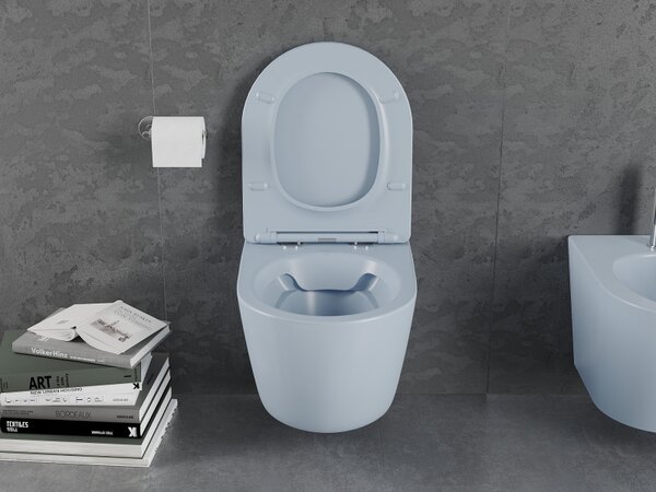 Mexen Lena, vas de toaletă suspendat 480x360x355 mm cu scaun cu cădere lentă, gri-albastru mat, 30224069