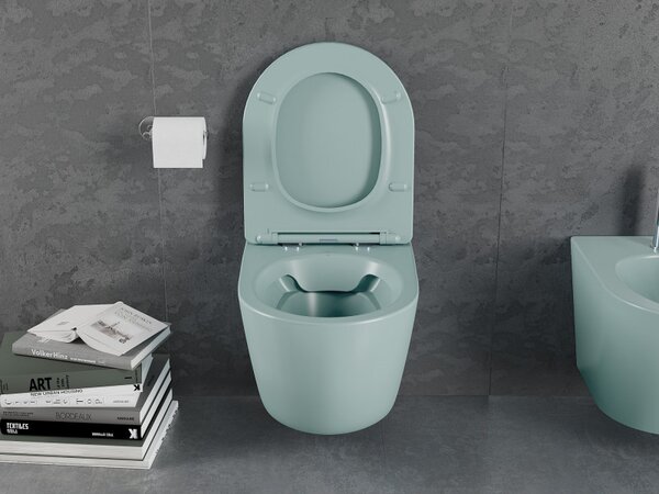 Mexen Lena, vas de toaletă suspendat 480x360x355 mm cu scaun care căde încet, verde deschis mat, 30224048